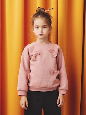 Sweat avec noeuds en relief fille - vertbaudet enfant Fille-Pull, gilet, sweat-Sweat-Sweat avec noeuds en relief fille