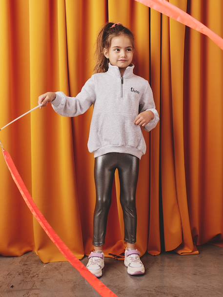 Metallic Sportswear Set for Girls: Sweatshirt & Leggings marl grey - vertbaudet enfant 