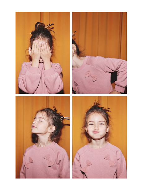 Sweatshirt with raised bow details for girls blush - vertbaudet enfant 