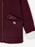 Manteau à capuche fille drap de laine doublé sherpa bordeaux+chamois+vert foncé - vertbaudet enfant 