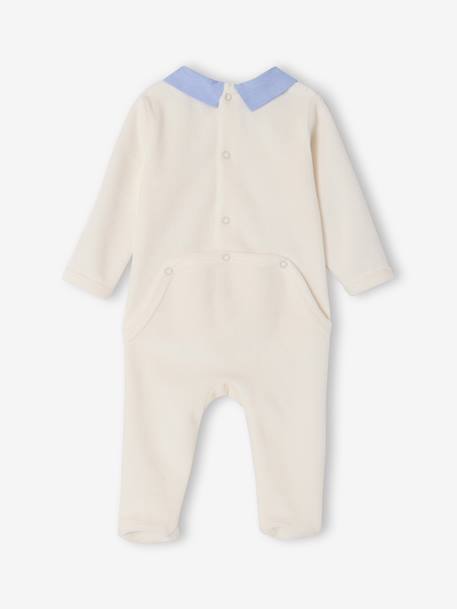 Pack of 2 Velour Sleepsuits for Newborns, ENVIE DE FRAISE ecru - vertbaudet enfant 