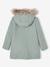 Duffle-coat à capuche fille drap de laine blush+camel+vert de gris - vertbaudet enfant 