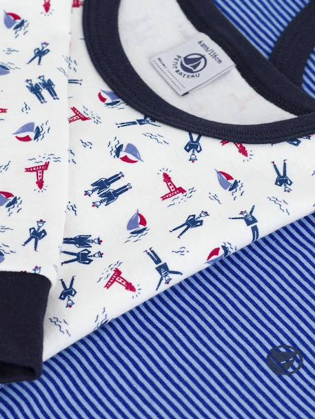 Pack of 2 Printed Cotton Pyjamas for Children, PETIT BATEAU blue - vertbaudet enfant 