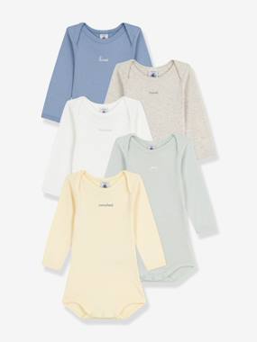 Baby-Pack of 5 PETIT BATEAU long-sleeved bodysuit week set