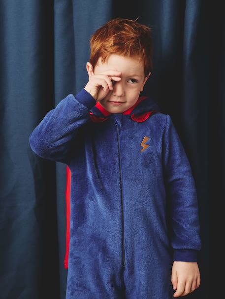 Superhero sleepsuit pyjamas: detachable cape + mask royal blue - vertbaudet enfant 