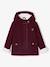 Manteau à capuche fille drap de laine doublé sherpa bordeaux+chamois+vert foncé - vertbaudet enfant 