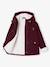 Woollen Coat with Hood & Sherpa Lining for Girls BEIGE MEDIUM SOLID WITH DECOR+bordeaux red+GREEN DARK SOLID WITH DESIGN - vertbaudet enfant 