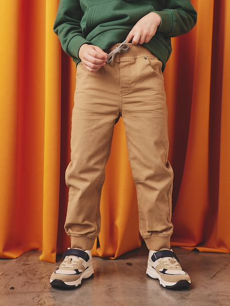 Pantalon garçon jogger facile à enfiler bleu grisé+caramel+kaki - vertbaudet enfant 