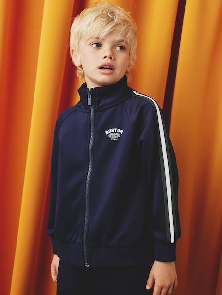 Boys' long-sleeved sweatshirt with high neck navy blue - vertbaudet enfant 