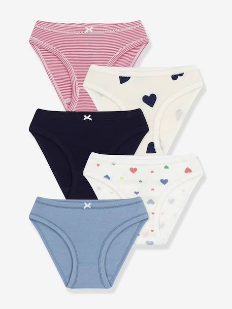 Pack of 2 Heart Print Cotton Briefs for Girls, PETIT BATEAU multicoloured - vertbaudet enfant 