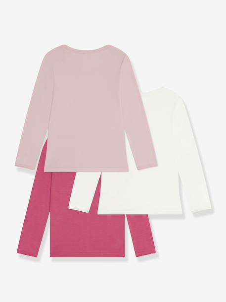 Pack of 3 PETIT BATEAU long-sleeved cotton T-shirts for girls rose - vertbaudet enfant 