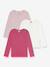 Pack of 3 PETIT BATEAU long-sleeved cotton T-shirts for girls rose - vertbaudet enfant 