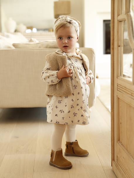 Coffret bébé robe + gilet + bandeau vanille - vertbaudet enfant 