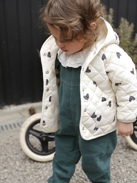 Salopette à volants bébé en velours prune+vert - vertbaudet enfant 