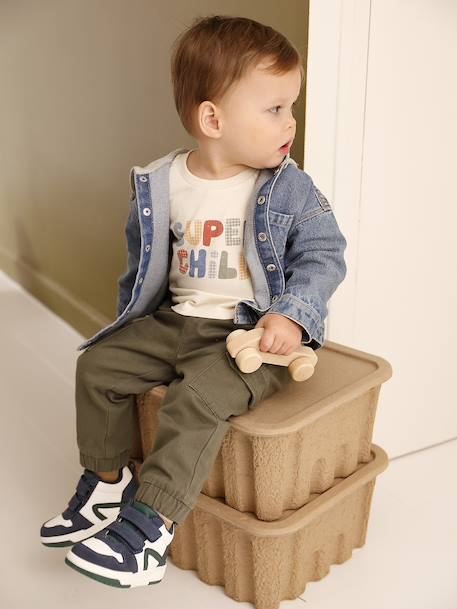 Hooded Denim Shirt for Babies stone - vertbaudet enfant 