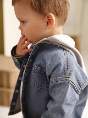 -Chemise bébé personnalisable en denim avec capuche