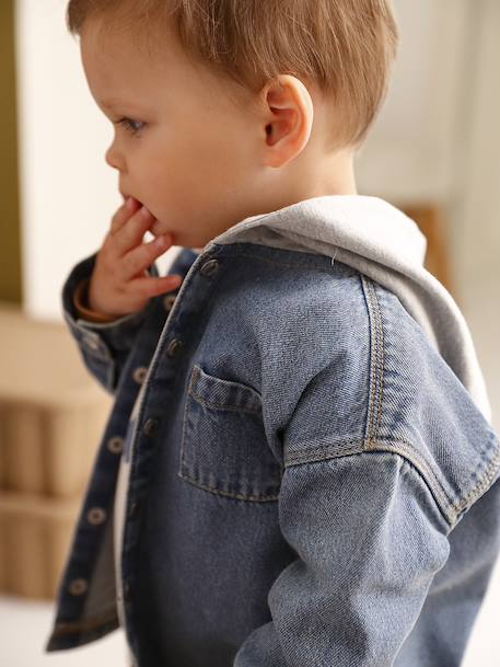 Chemise bébé personnalisable en denim avec capuche stone - vertbaudet enfant 