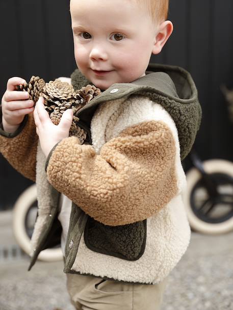 Sherpa Hooded Coat for Babies sandy beige - vertbaudet enfant 
