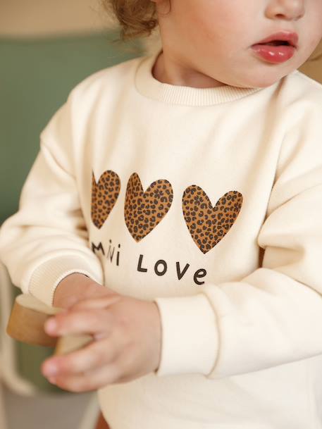 Sweat-shirt bébé fille message imprimé rose poudré+vanille - vertbaudet enfant 