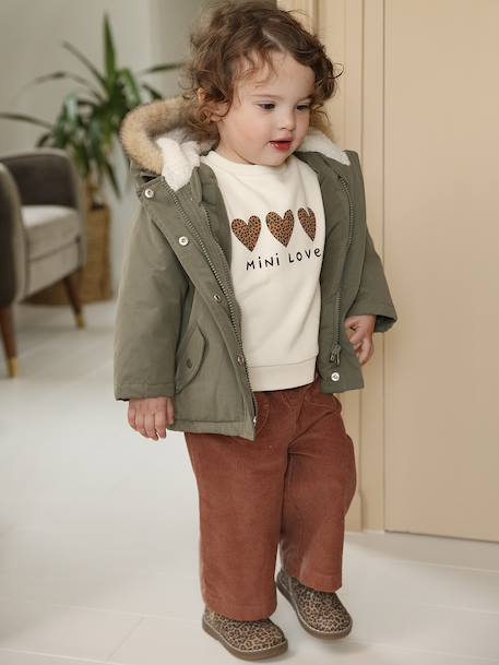 Parka + doudoune fine bébé 3 en 1 olive+vieux rose - vertbaudet enfant 