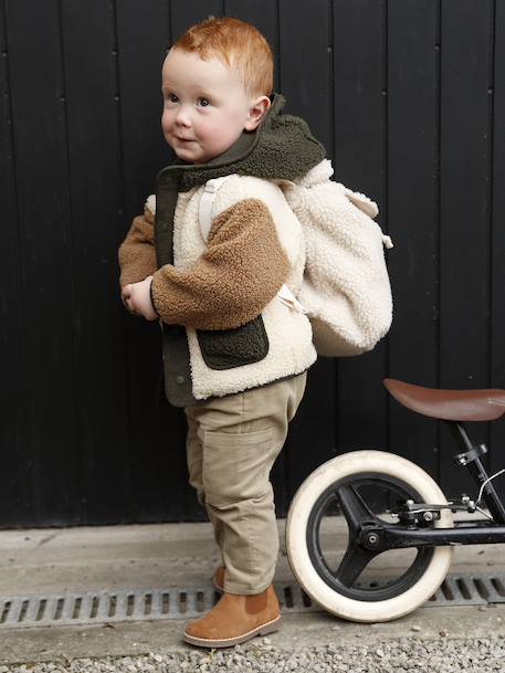 Sherpa Hooded Coat for Babies sandy beige - vertbaudet enfant 