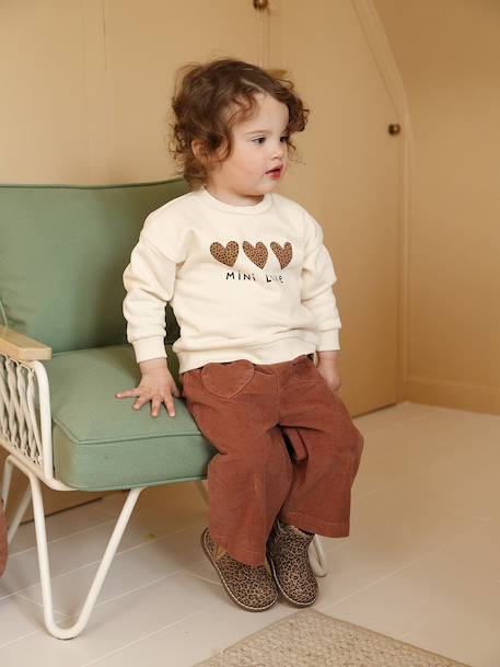 Sweat-shirt bébé fille message imprimé rose poudré+vanille - vertbaudet enfant 