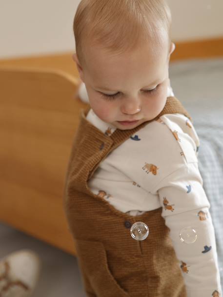 Velvet dungaree set + T-shirt for babies caramel - vertbaudet enfant 