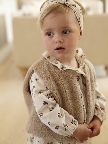 Coffret bébé robe + gilet + bandeau vanille - vertbaudet enfant 