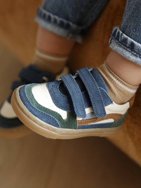 Baskets bébé garçon cuir à scratchs  - vertbaudet enfant