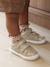 Trainers with leather velcro straps for babies gold+white - vertbaudet enfant 