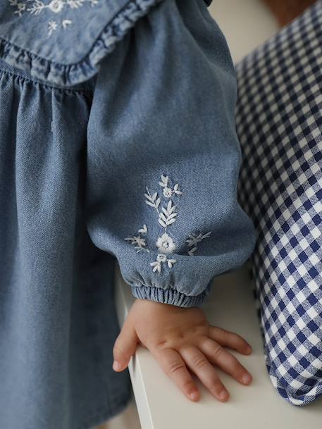 Robe bébé en denim brodé stone - vertbaudet enfant 