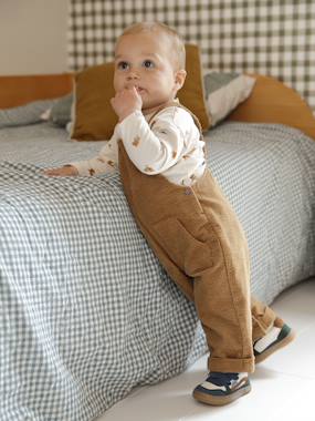 -Ensemble bébé salopette en velours + T-shirt