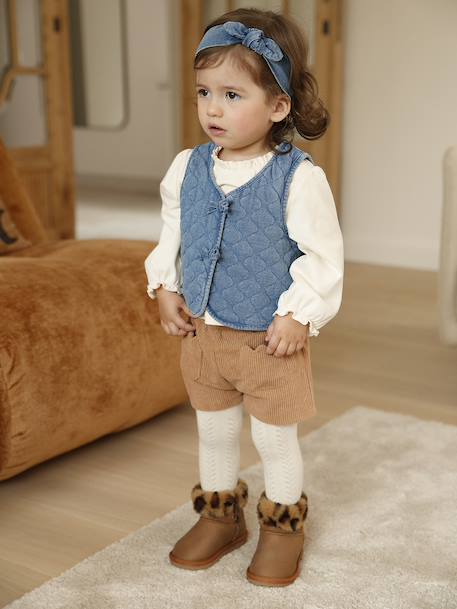 Water-Repellent Furry Boots with Zip for Babies camel - vertbaudet enfant 