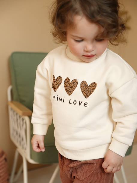 Sweat-shirt bébé fille message imprimé rose poudré+vanille - vertbaudet enfant 