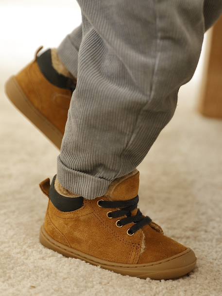 Soft Leather Lace-Up Boots, Designed for First Steps blue+camel+khaki+navy blue+set blue - vertbaudet enfant 