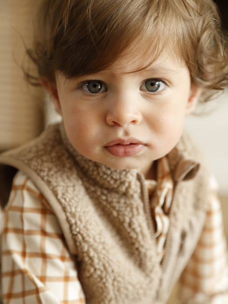 Gilet sans manches bébé en sherpa taupe - vertbaudet enfant 