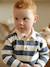 Striped long-sleeved baby polo shirt cocoa+grey blue - vertbaudet enfant 