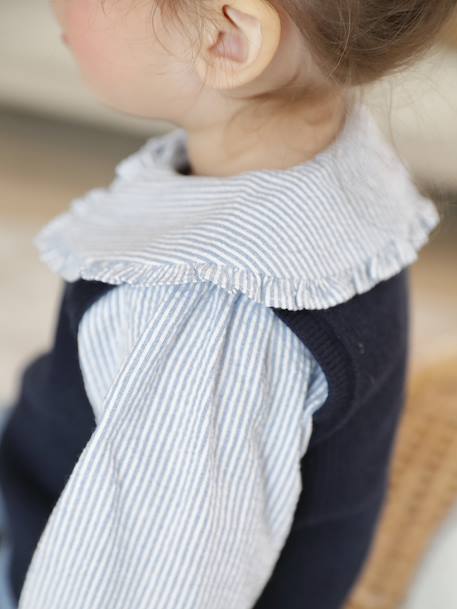 Striped seersucker blouse for babies striped blue - vertbaudet enfant 