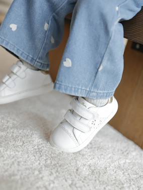 Baskets bébé fille cuir à scratchs  - vertbaudet enfant
