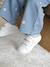 Trainers with leather velcro straps for babies gold+white - vertbaudet enfant 