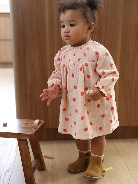 Boots bébé fille cuir zippées beige imprimé+bordeaux+CAMEL+marine+noir - vertbaudet enfant 