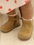 Leather Boots with Elastic, for Baby Girls black+bordeaux red+Camel+navy blue+printed beige - vertbaudet enfant 