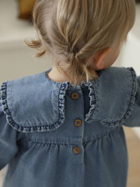 Robe bébé en denim brodé stone - vertbaudet enfant 