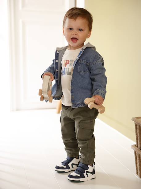 High-top trainers with hook and loop fastener for babies set blue - vertbaudet enfant 