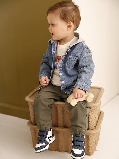 Hooded Denim Shirt for Babies stone - vertbaudet enfant 