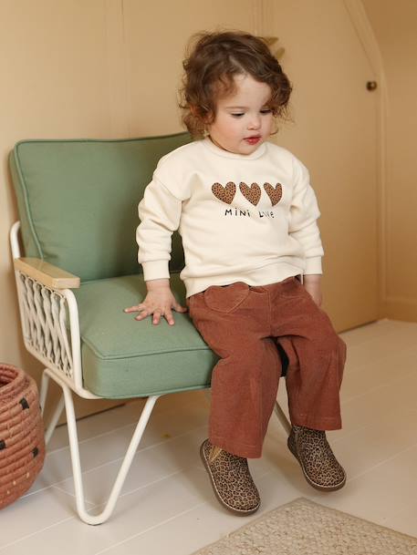 Corduroy Trousers with 'Leopard' Tie Belt for Babies terracotta - vertbaudet enfant 