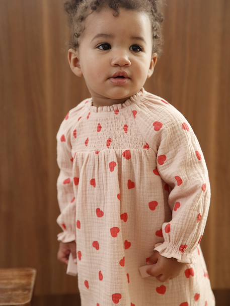 Baby dress printed with little hearts rosy - vertbaudet enfant 