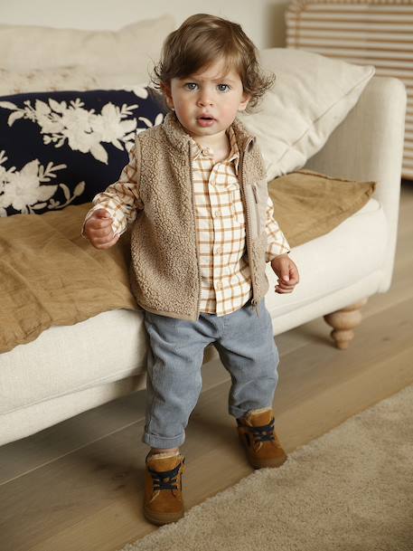 Gilet sans manches bébé en sherpa taupe - vertbaudet enfant 