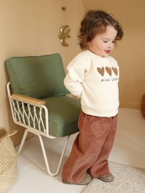 Corduroy Trousers with "Leopard" Tie Belt for Babies - vertbaudet enfant -Corduroy Trousers with "Leopard" Tie Belt for Babies