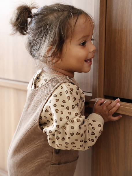 Short Corduroy Dungarees for Babies pecan nut - vertbaudet enfant 